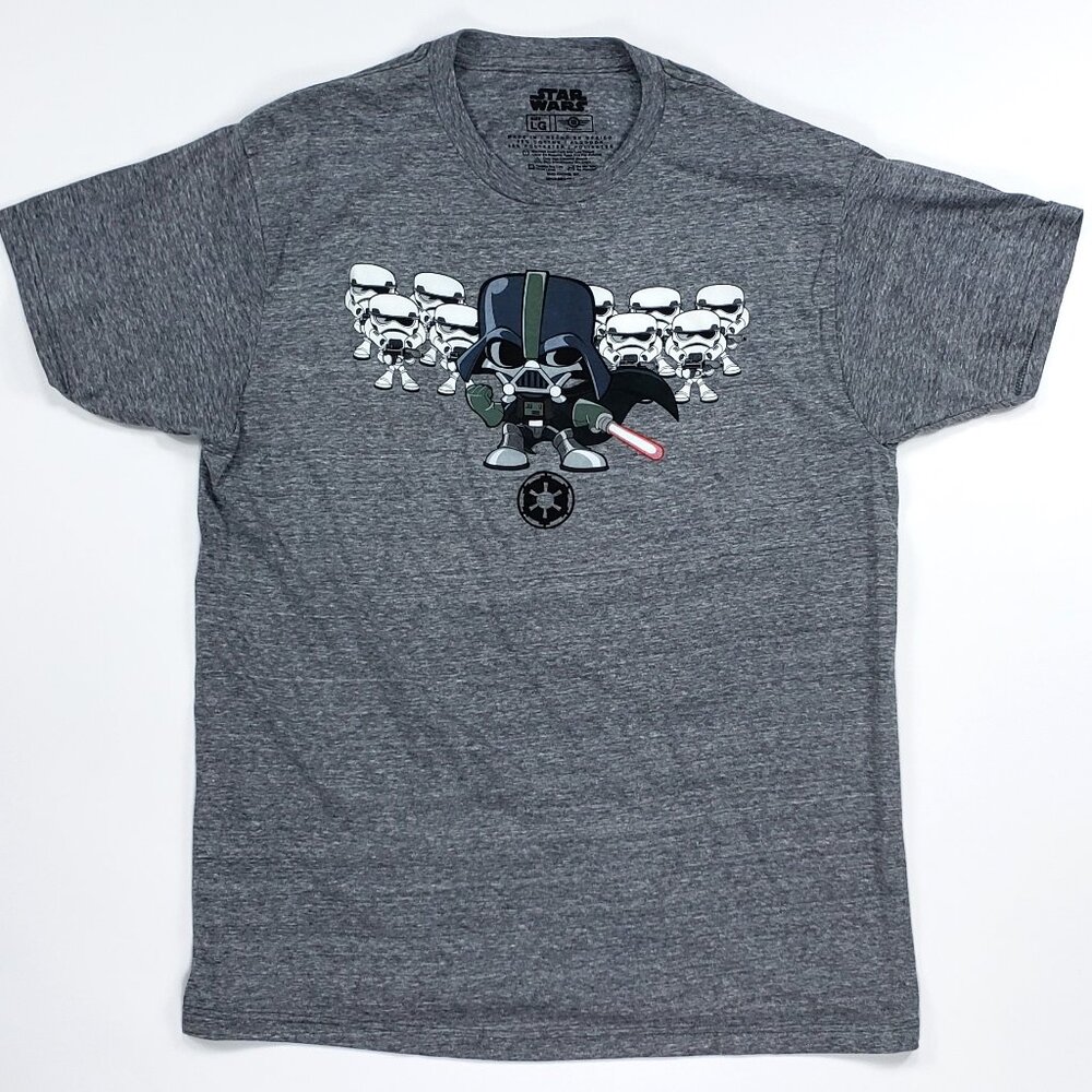 Star Wars Mini Darth Vader & Stormtroopers Men’s T-Shirt Gray Size Large